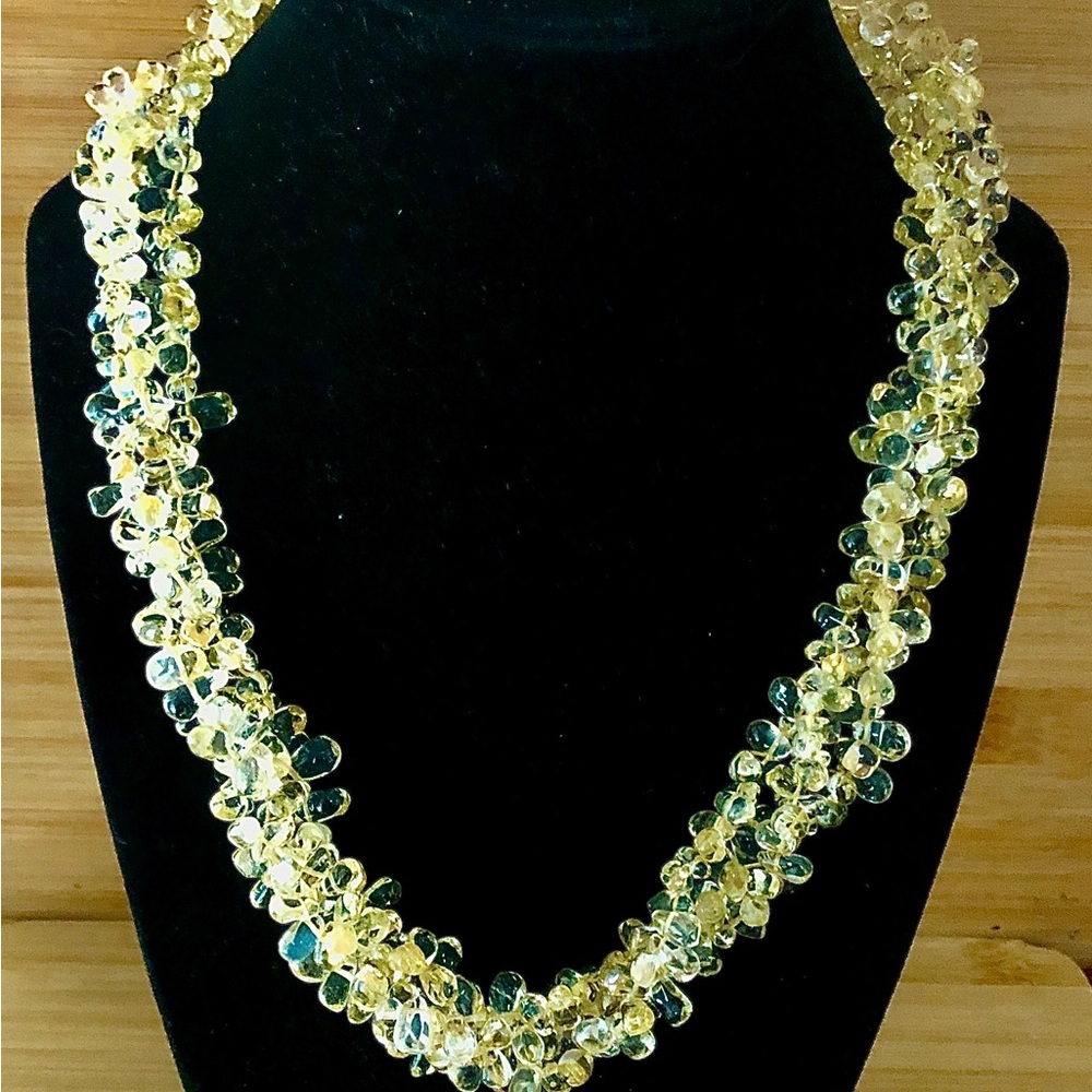 $78  Designer Multi Strand Citrine Estate Necklace  Sterling  Marked LUC 925 - Picture 3 of 6